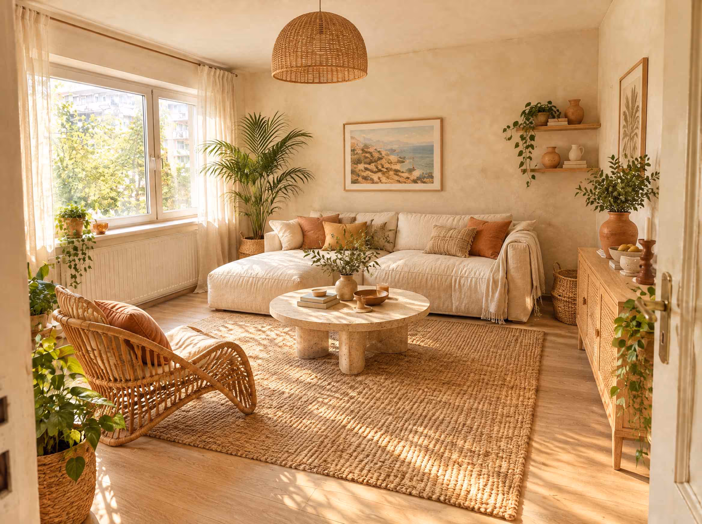 The same living room redesigned by RoomGPT