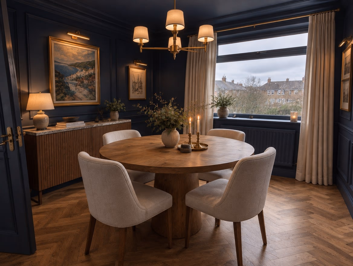 The same room rendered by RoomGPT in Navy