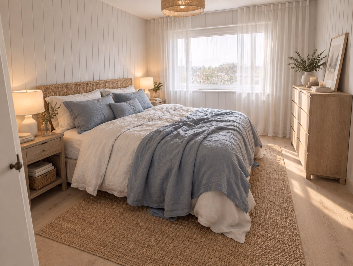 The same room rendered by RoomGPT in Coastal