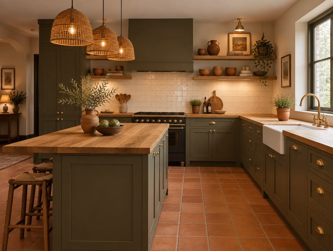 A kitchen rendered by RoomGPT in Green