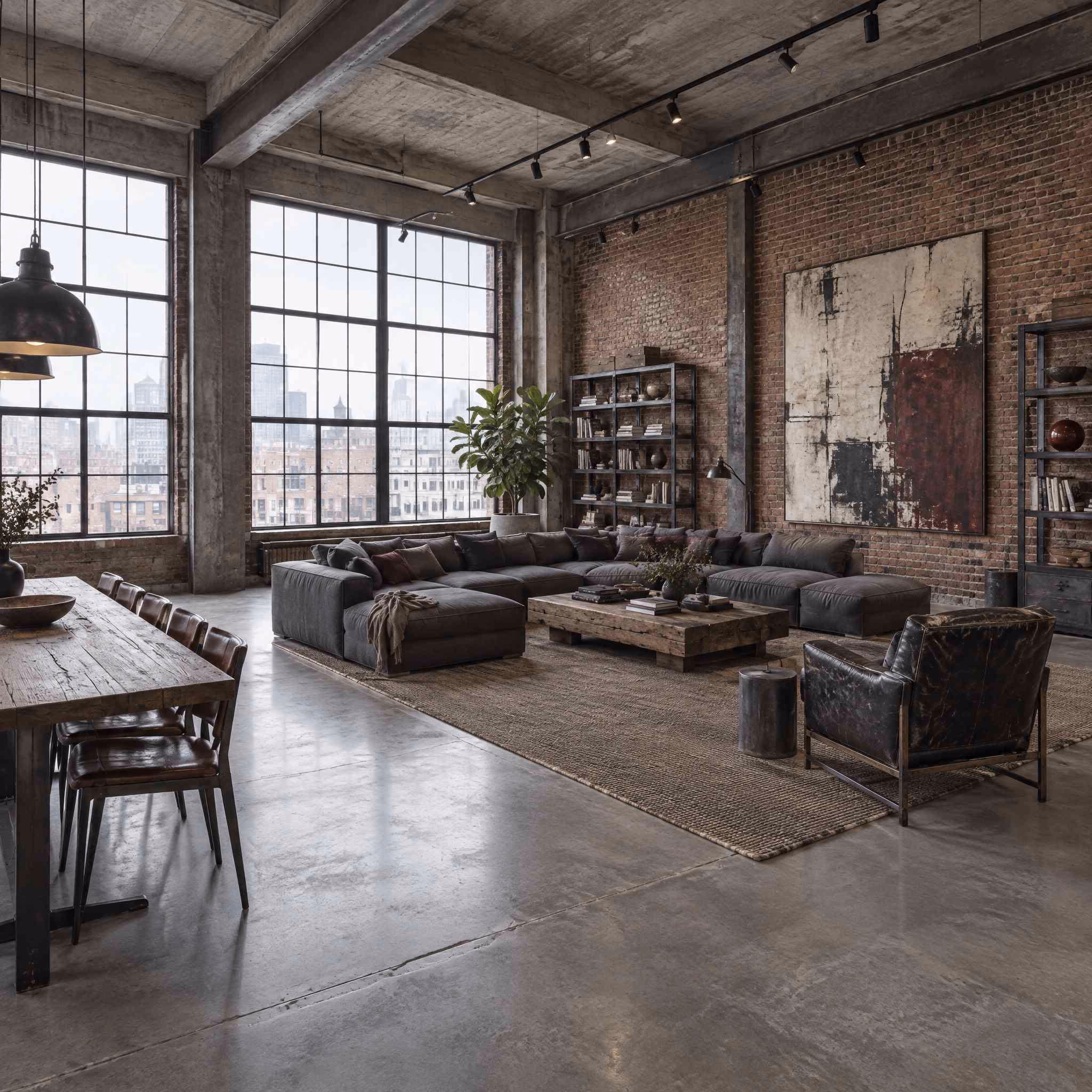 A room generated by RoomGPT in the Industrial style