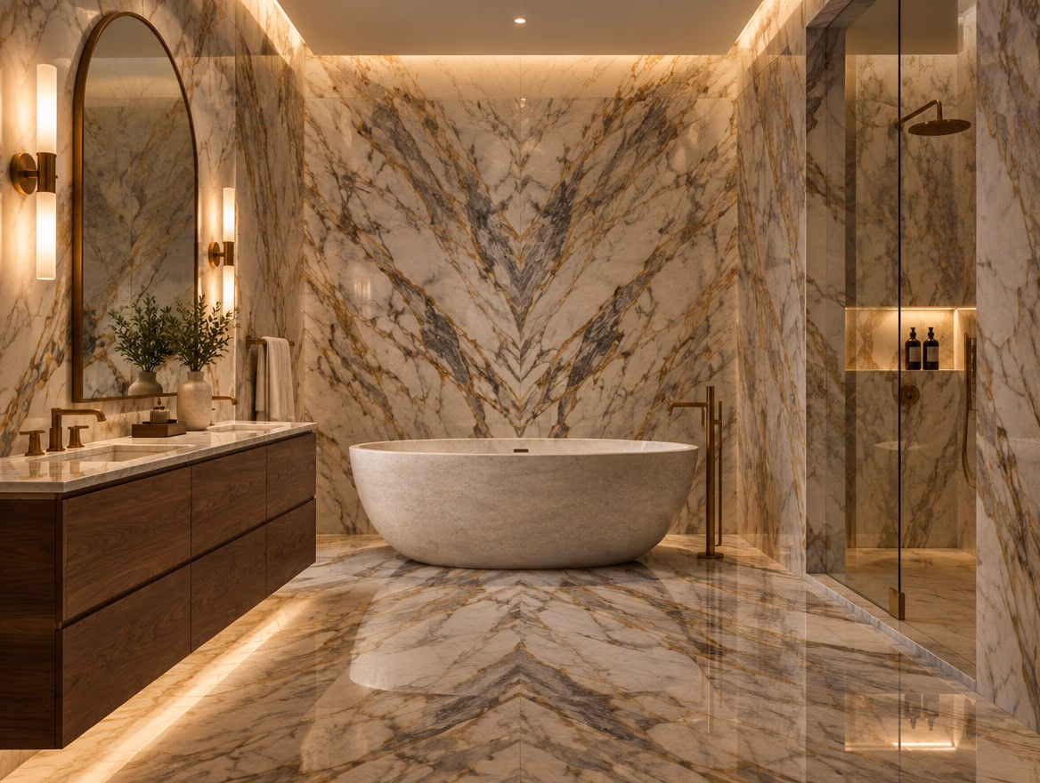 A bathroom rendered by RoomGPT in Luxury