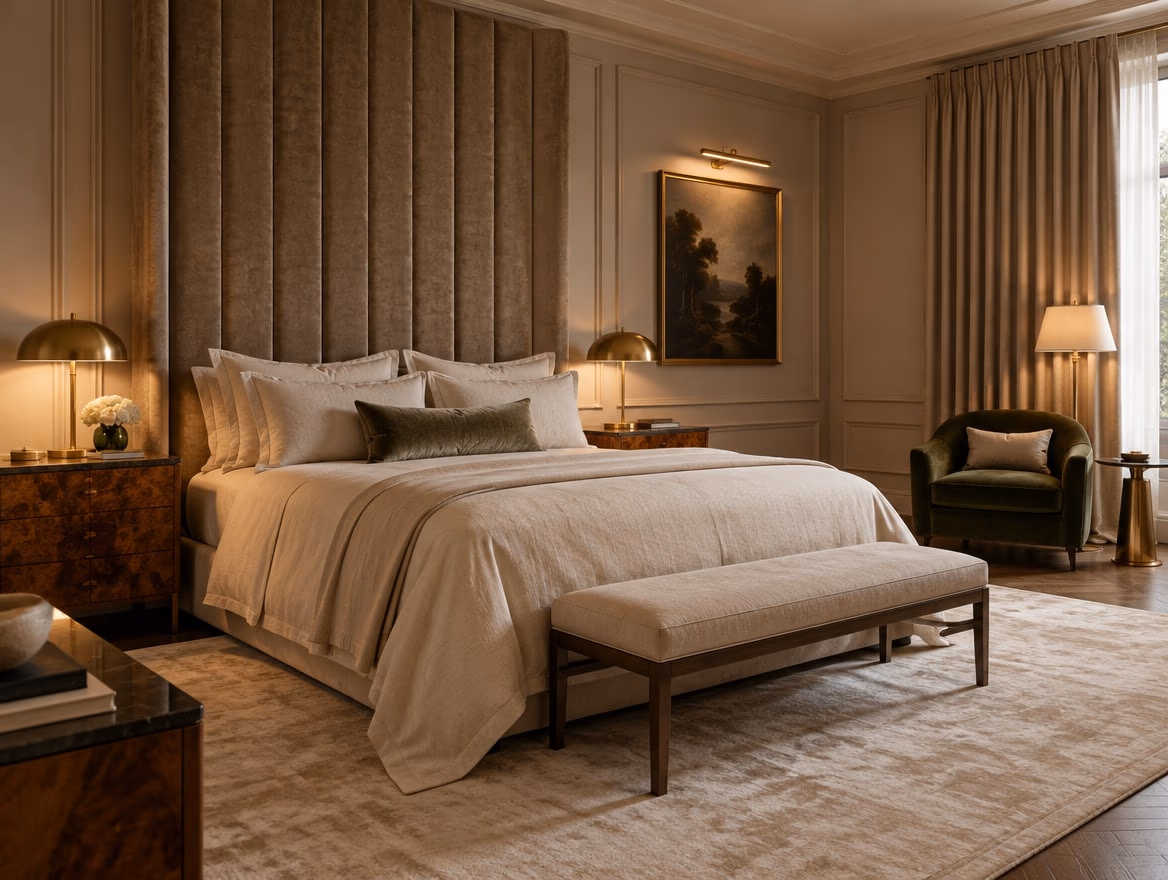 A bedroom rendered by RoomGPT in Luxury