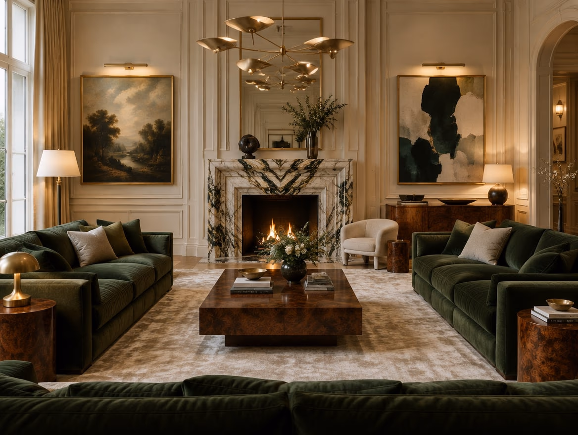 A living room rendered by RoomGPT in Luxury