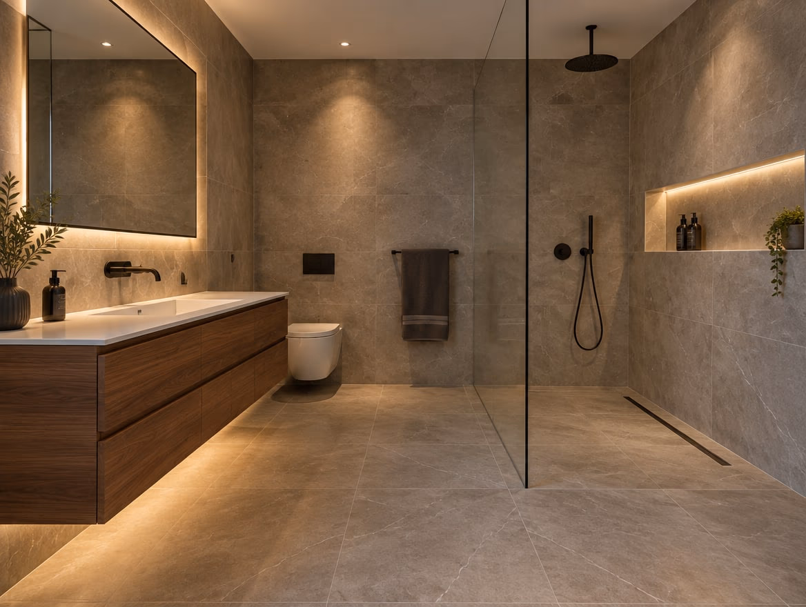 A bathroom rendered by RoomGPT in Modern