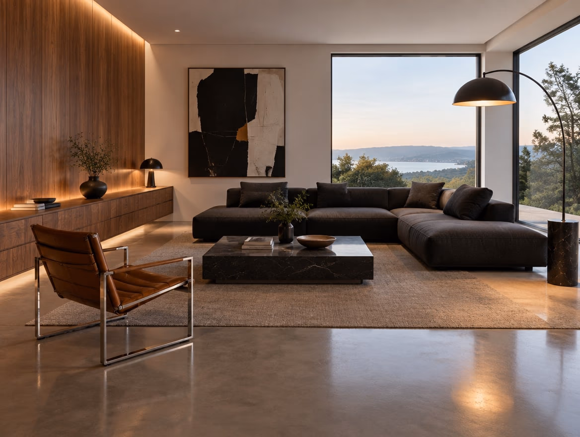A living room rendered by RoomGPT in Modern