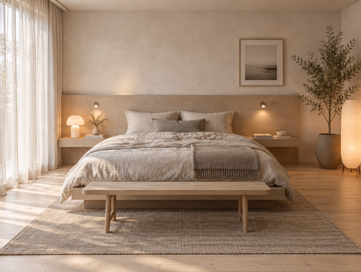 A bedroom rendered by RoomGPT in Scandinavian
