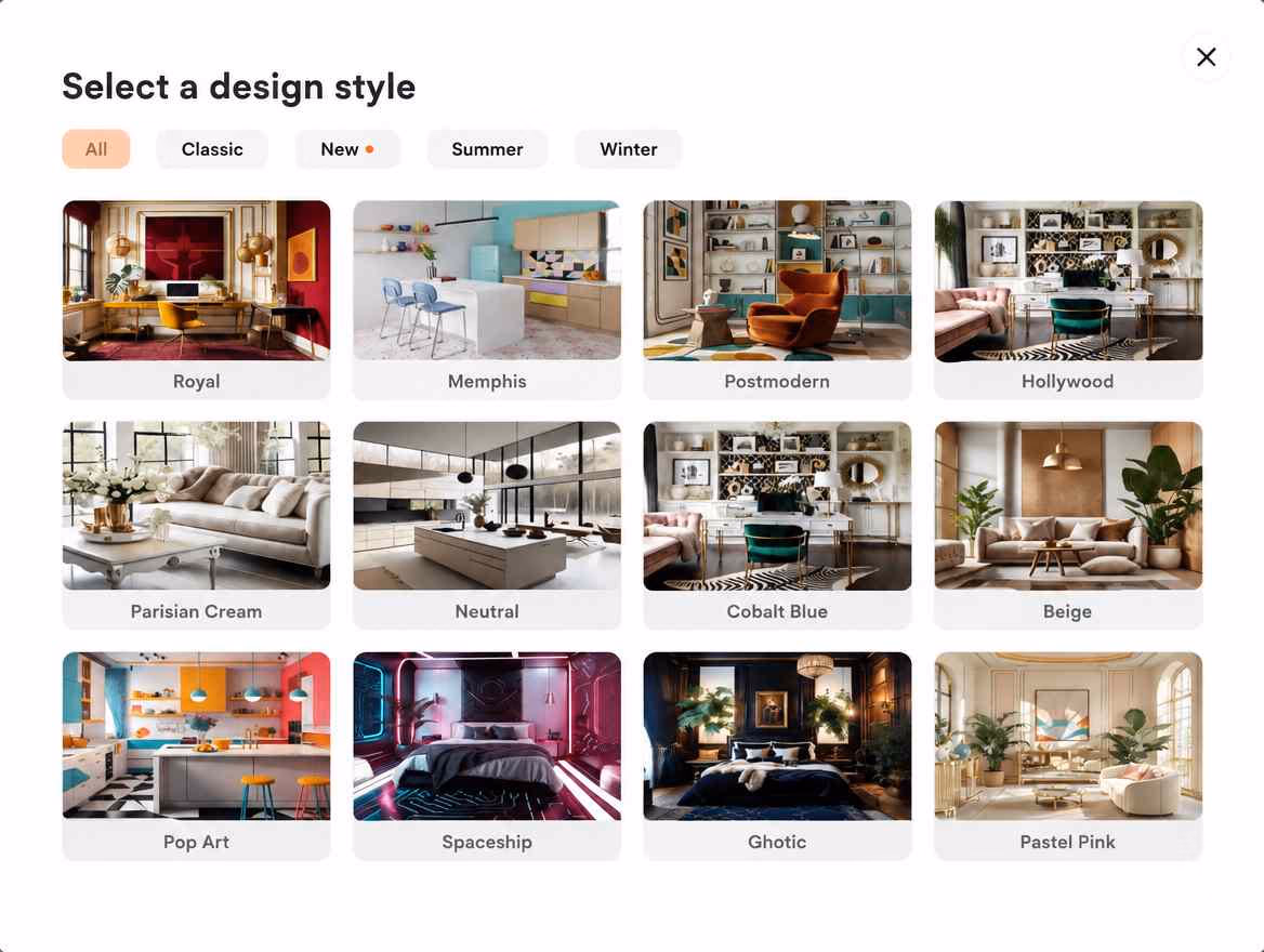 The style picker with thumbnails visible and one style selected